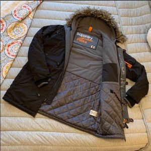 Superdry Unisex Navy Microfiber Parka 2XL